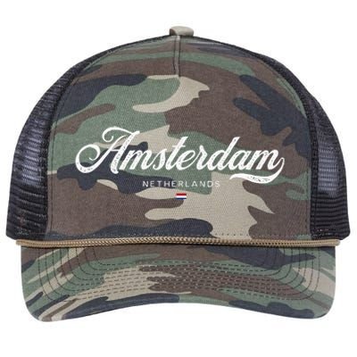 Amsterdam Netherlands Retro Vintage Retro Rope Trucker Hat Cap