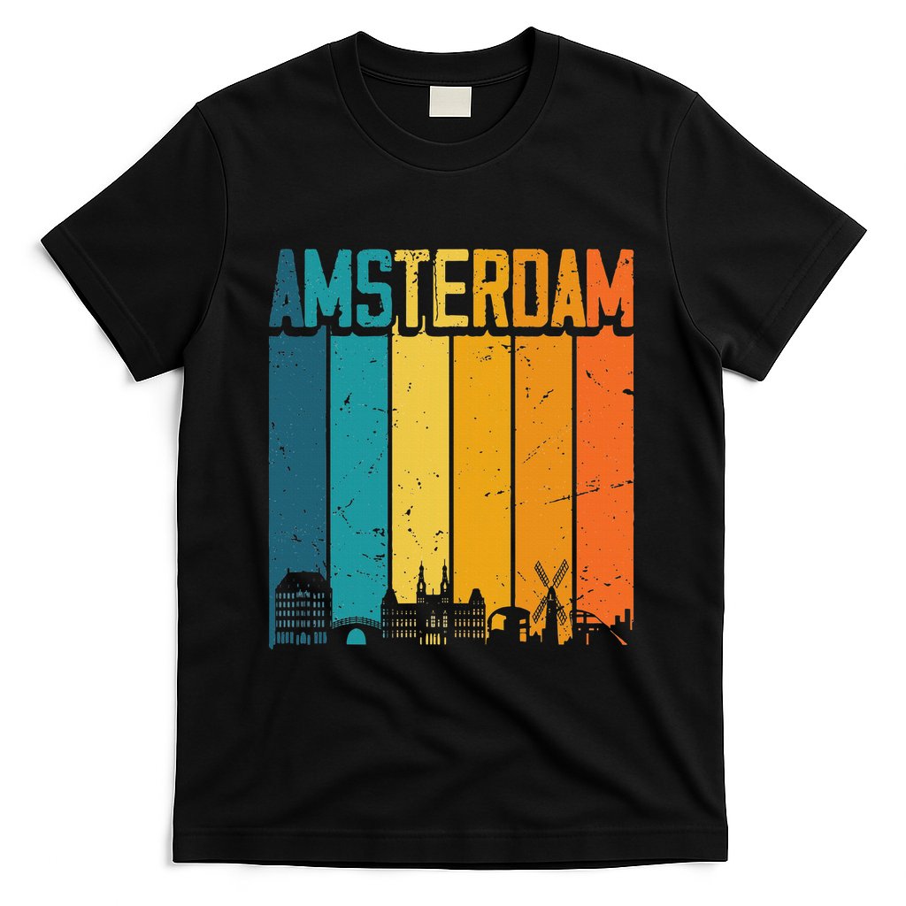 Amsterdam Netherlands Retro Vintage Sunset Skyline Dutch T-Shirt
