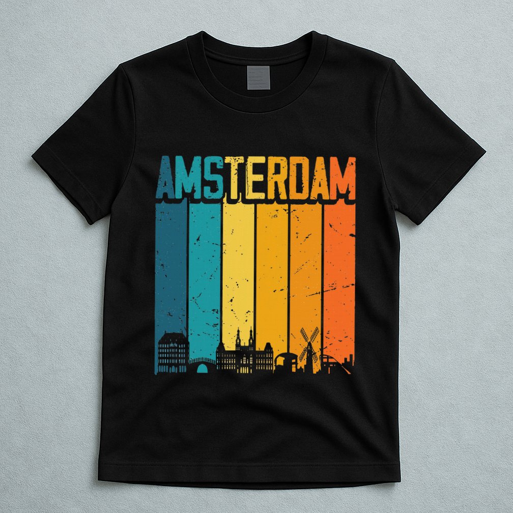 Amsterdam Netherlands Retro Vintage Sunset Skyline Dutch T-Shirt