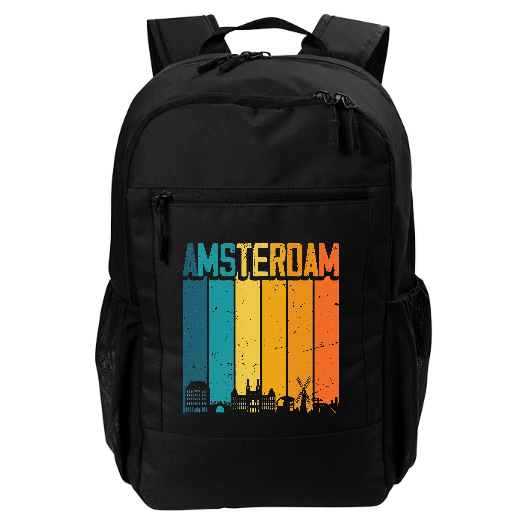 Amsterdam Netherlands Retro Vintage Sunset Skyline Dutch Backpack