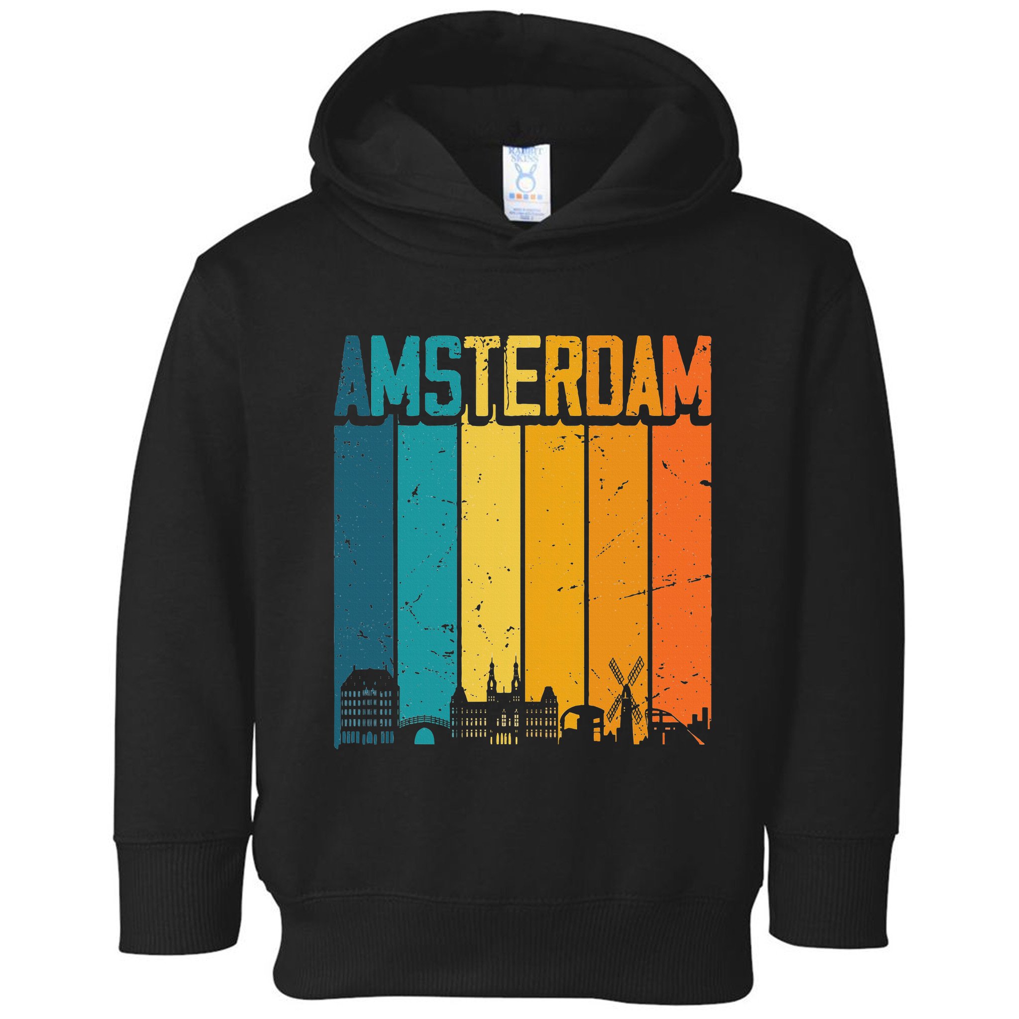 Amsterdam Netherlands Retro Vintage Sunset Skyline Dutch Toddler Hoodie