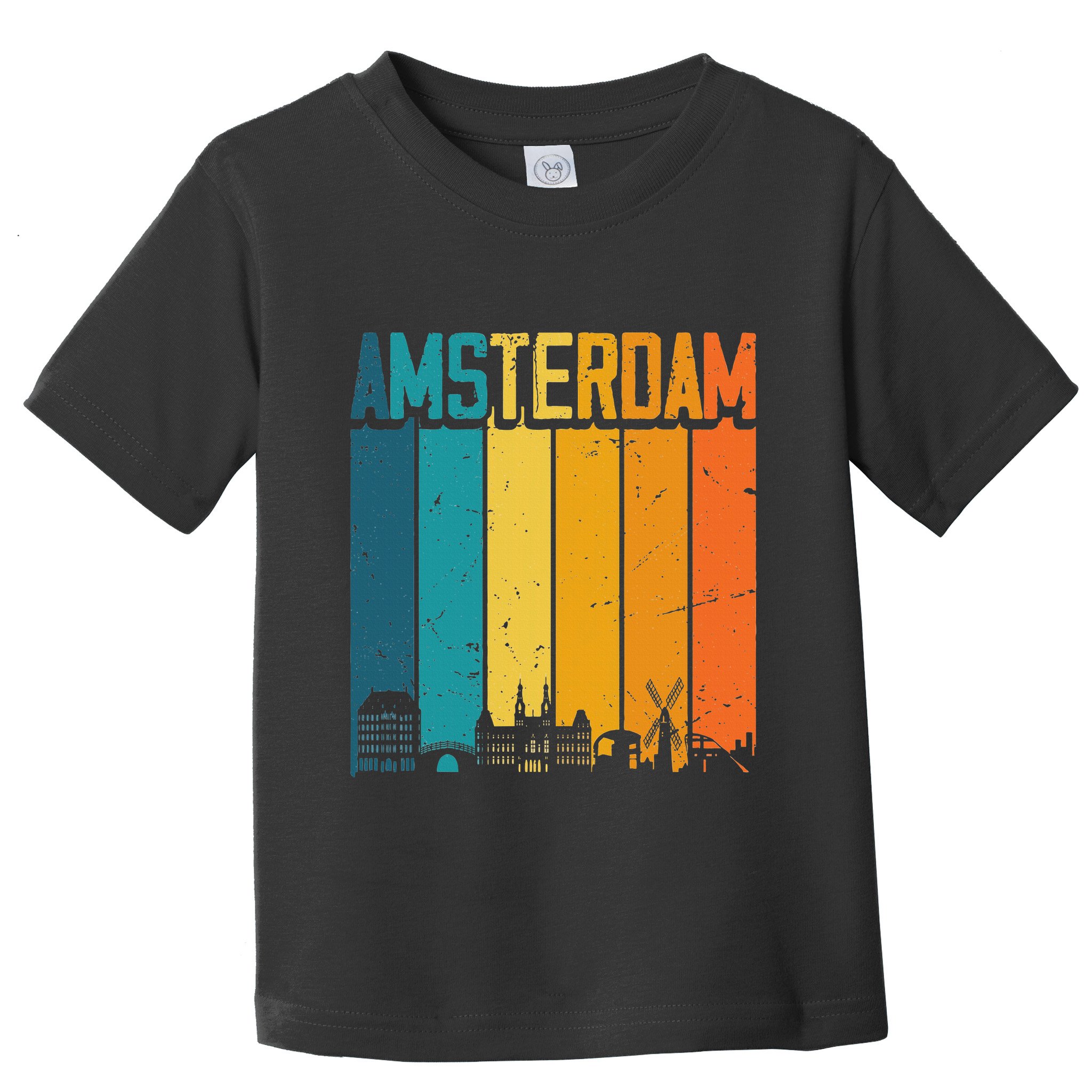 Amsterdam Netherlands Retro Vintage Sunset Skyline Dutch Toddler T-Shirt