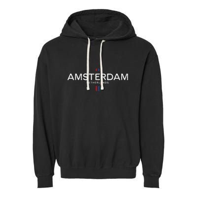 Amsterdam Netherlands Retro Vintage Garment-Dyed Fleece Hoodie