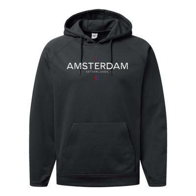 Amsterdam Netherlands Retro Vintage Performance Fleece Hoodie