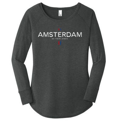 Amsterdam Netherlands Retro Vintage Women's Perfect Tri Tunic Long Sleeve Shirt