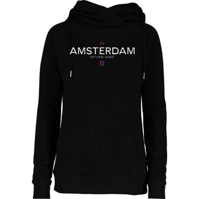 Amsterdam Netherlands Retro Vintage Womens Funnel Neck Pullover Hood