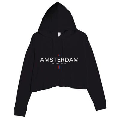 Amsterdam Netherlands Retro Vintage Crop Fleece Hoodie