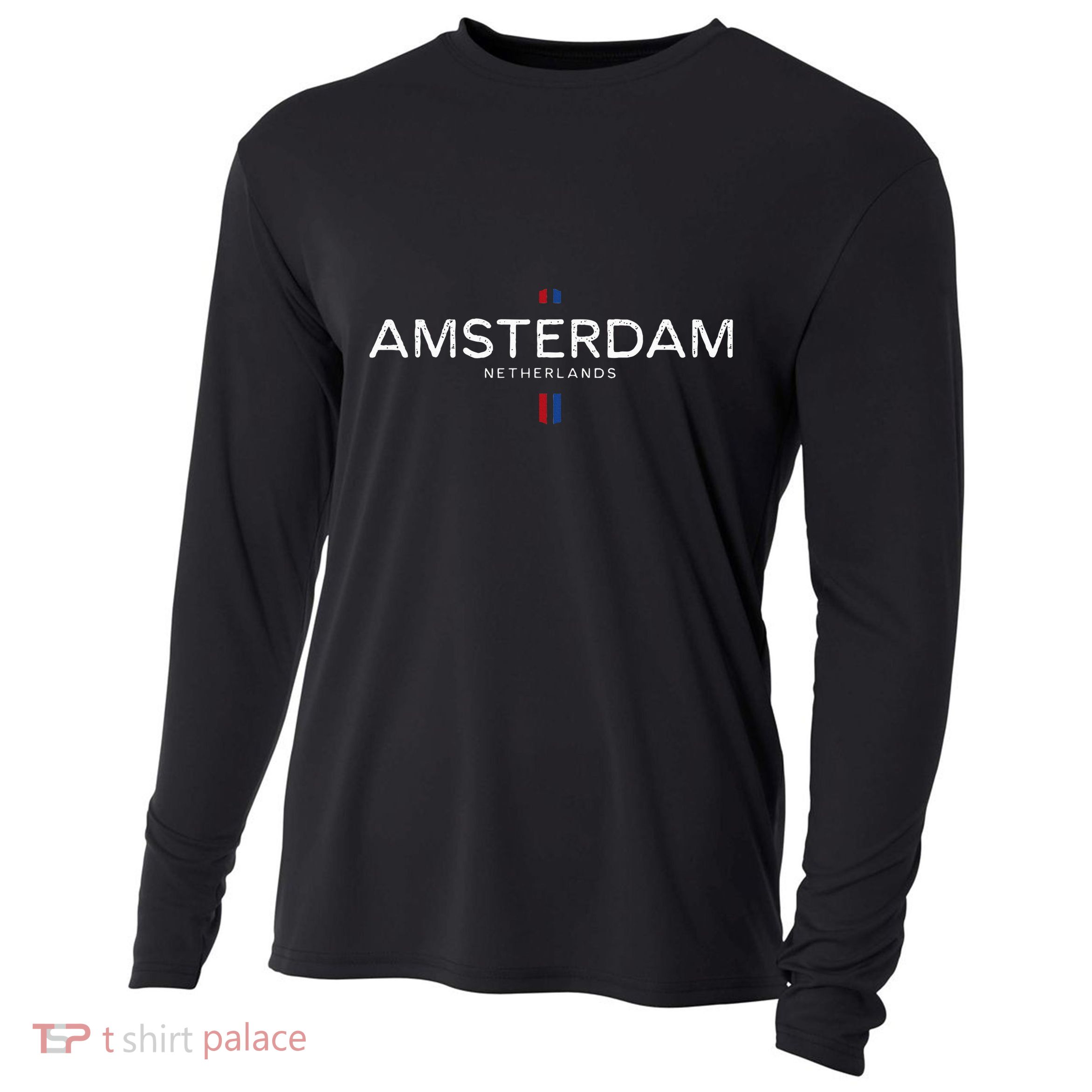 Amsterdam Netherlands Retro Vintage Cooling Performance Long Sleeve Crew