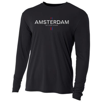 Amsterdam Netherlands Retro Vintage Cooling Performance Long Sleeve Crew