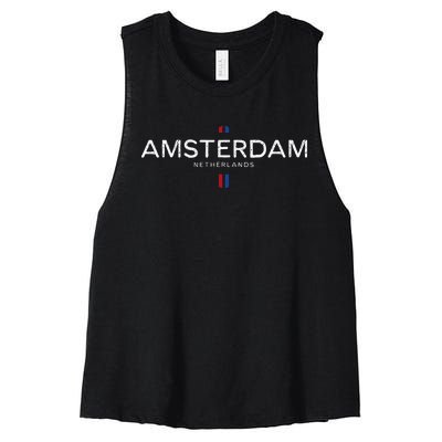 Amsterdam Netherlands Retro Vintage Women's Racerback Cropped Tank