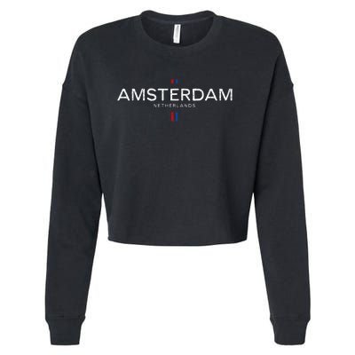 Amsterdam Netherlands Retro Vintage Cropped Pullover Crew