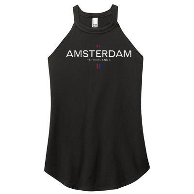 Amsterdam Netherlands Retro Vintage Women’s Perfect Tri Rocker Tank