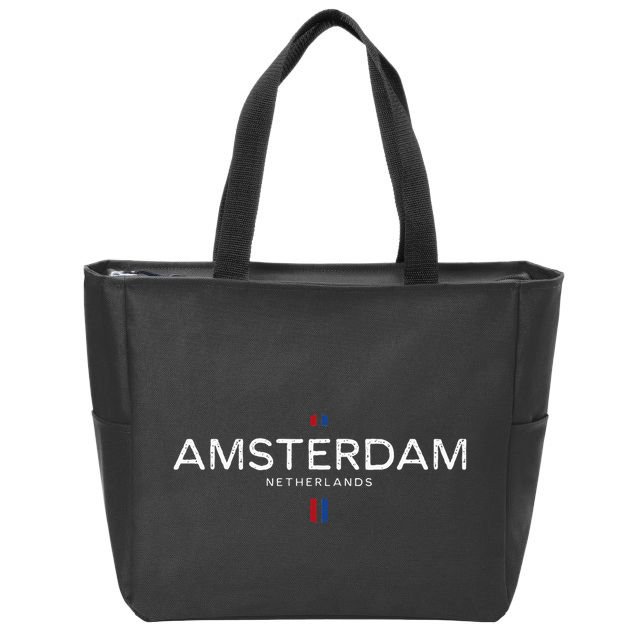 Amsterdam Netherlands Retro Vintage Zip Tote Bag