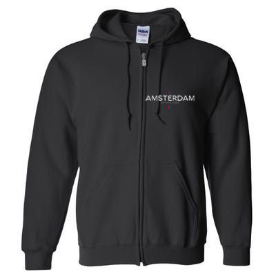 Amsterdam Netherlands Retro Vintage Full Zip Hoodie