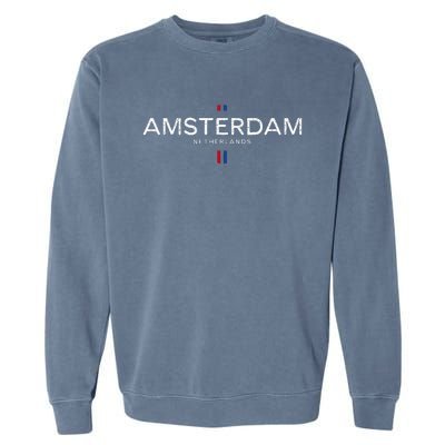 Amsterdam Netherlands Retro Vintage Garment-Dyed Sweatshirt