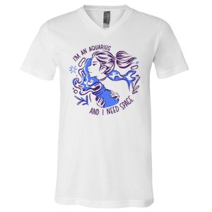 Aquarius Need Space Female V-Neck T-Shirt