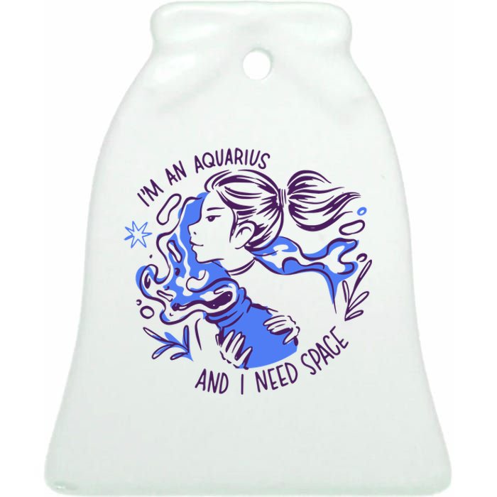 Aquarius Need Space Female Ceramic Bell Ornament