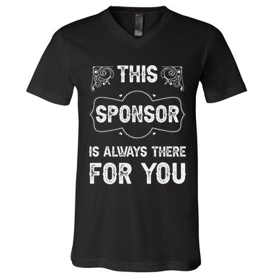 Aa Na Sponsor Sobriety Coin Sober Logo Alcoholics Anonymous V-Neck T-Shirt