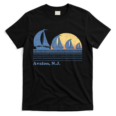Avalon NJ Sailboat Vintage 80s Sunset T-Shirt