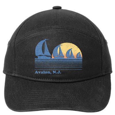 Avalon NJ Sailboat Vintage 80s Sunset 7-Panel Snapback Hat