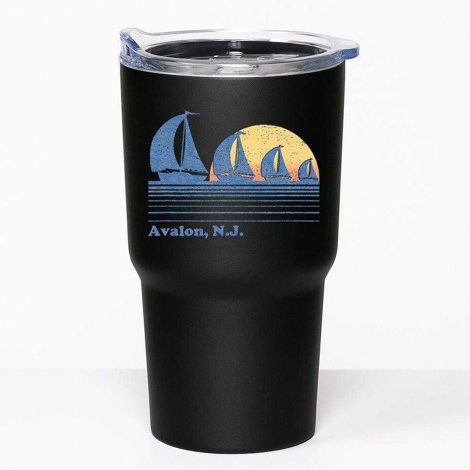 Avalon NJ Sailboat Vintage 80s Sunset Tumbler