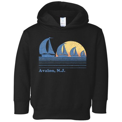 Avalon NJ Sailboat Vintage 80s Sunset Toddler Hoodie