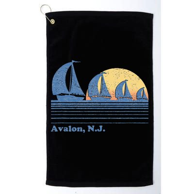 Avalon NJ Sailboat Vintage 80s Sunset Golf Towel