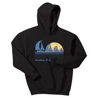 Avalon NJ Sailboat Vintage 80s Sunset Kids Hoodie