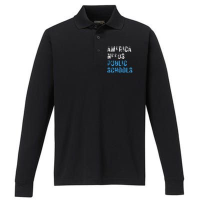 America Needs Schools Performance Long Sleeve Polo