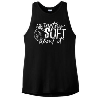 Aint Nothin Soft About It Softball Ladies PosiCharge Tri-Blend Wicking Tank