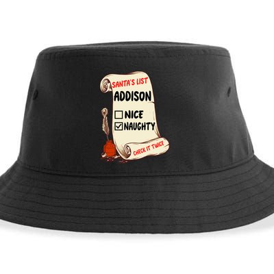 Addison Name Santa Naughty Nice List Funny Xmas Cute Meaningful Gift Sustainable Bucket Hat