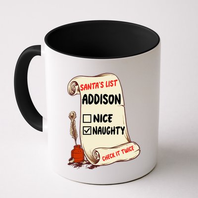 Addison Name Santa Naughty Nice List Funny Xmas Cute Meaningful Gift Mug