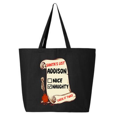 Addison Name Santa Naughty Nice List Funny Xmas Cute Meaningful Gift 25L Jumbo Tote