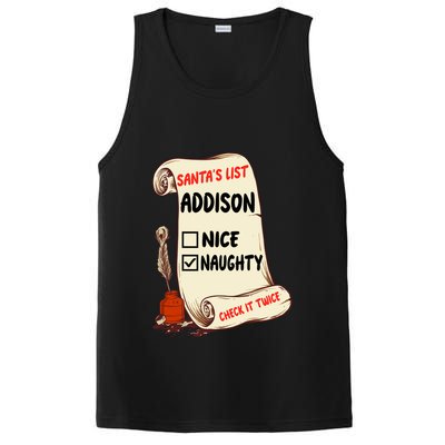 Addison Name Santa Naughty Nice List Funny Xmas Cute Meaningful Gift PosiCharge Competitor Tank