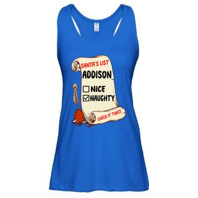 Addison Name Santa Naughty Nice List Funny Xmas Cute Meaningful Gift Ladies Essential Flowy Tank