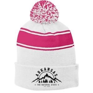 Arkansas Natural State America Usa Souvenir Stripe Pom Pom Beanie