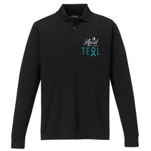 April National Sexual Assault Awareness Funny Gift Performance Long Sleeve Polo