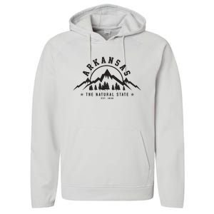 Arkansas Natural State Est 1836 Mountains Nature Gift Performance Fleece Hoodie