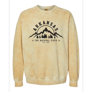 Arkansas Natural State Est 1836 Mountains Nature Gift Colorblast Crewneck Sweatshirt