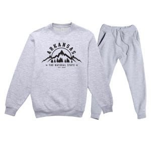 Arkansas Natural State Est 1836 Mountains Nature Gift Premium Crewneck Sweatsuit Set