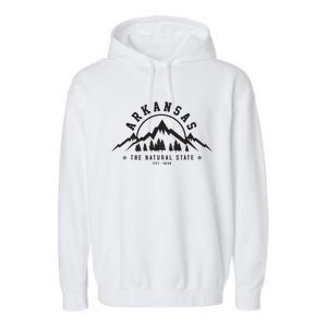 Arkansas Natural State Est 1836 Mountains Nature Gift Garment-Dyed Fleece Hoodie