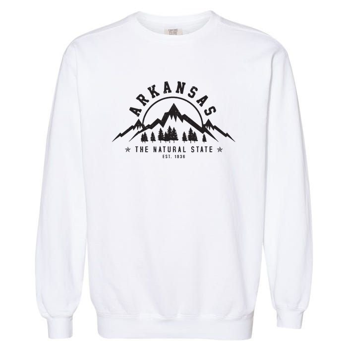 Arkansas Natural State Est 1836 Mountains Nature Gift Garment-Dyed Sweatshirt