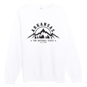 Arkansas Natural State Est 1836 Mountains Nature Gift Premium Crewneck Sweatshirt