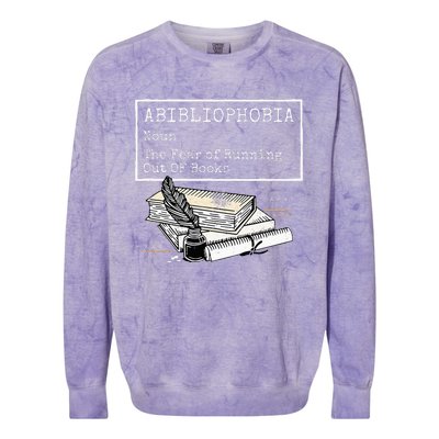 Abibliophobia Noun The Fear Of Running Out Of Books Colorblast Crewneck Sweatshirt