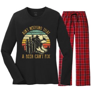 Aint Nothing That A Beer Cant Fix Country Music Women's Long Sleeve Flannel Pajama Set 