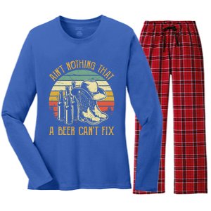 AinT Nothing That A Beer CanT Fix Country Music Women's Long Sleeve Flannel Pajama Set 