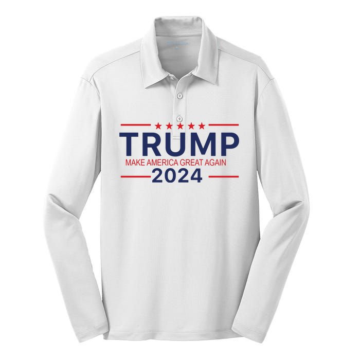 America Needs Trump Again 2024 Donald Trump Silk Touch Performance Long Sleeve Polo