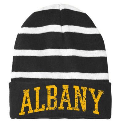 Albany Ny Throwback Striped Beanie with Solid Band