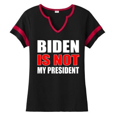 Anti Biden Is Not My President Ladies Halftime Notch Neck Tee