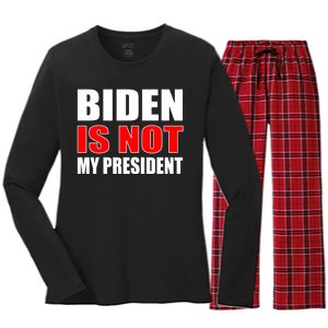 Anti Biden Is Not My President Women's Long Sleeve Flannel Pajama Set 